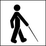 Image shows ADA symbol representing the availability of services or tools for those who are blind or otherwise have low vision.
